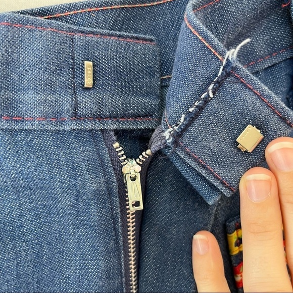 VINTAGE 70s high waist wide leg denim culottes shorts cottage core boho 25 waist - Picture 5 of 11